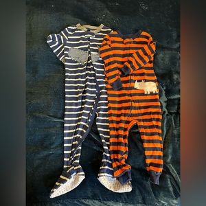 Set of two pajamas - one footie - one footless - both striped